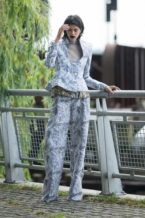 Jacquard Organza Top, Trousers and Jacket