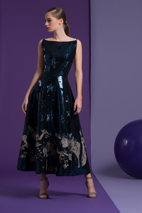 Isabel Sanchis Blue Sleeveless Claudine Midi-Tea Dress 97