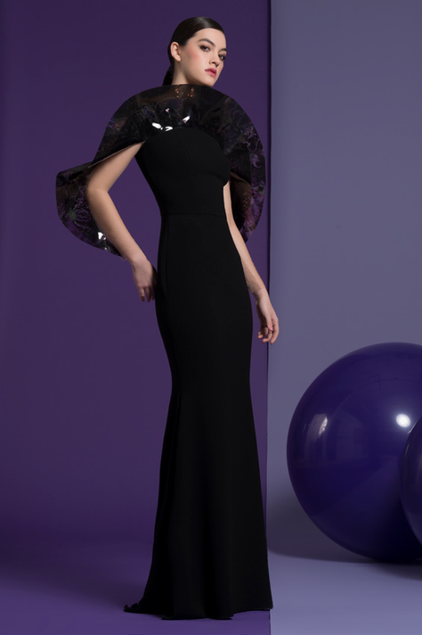 Isabel Sanchis Black Sculpted Abie Gown 01