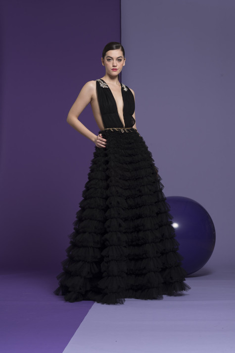 Black Sleeveless Amber Gown