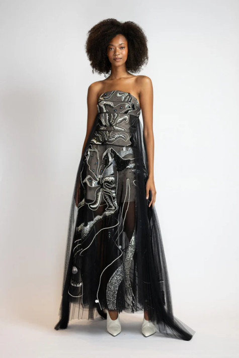 Rhyme Embroidered Tulle Gown