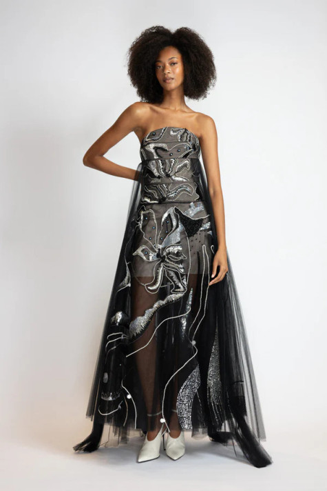 Rhyme Embroidered Tulle Gown