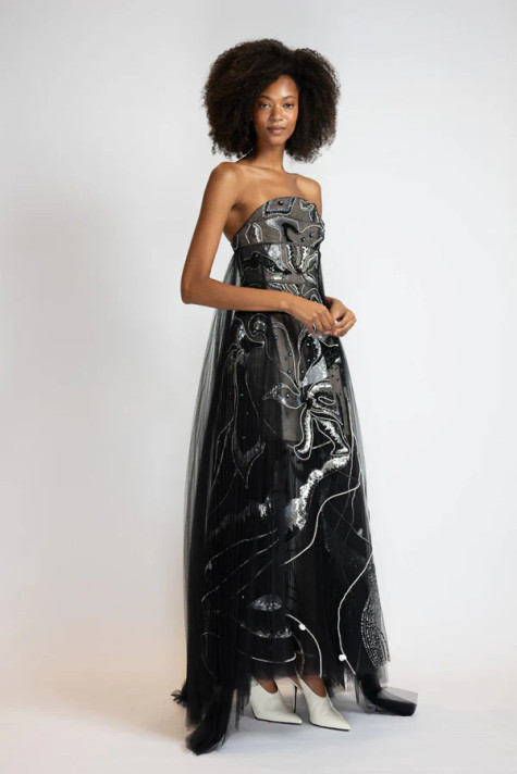 Rhyme Embroidered Tulle Gown