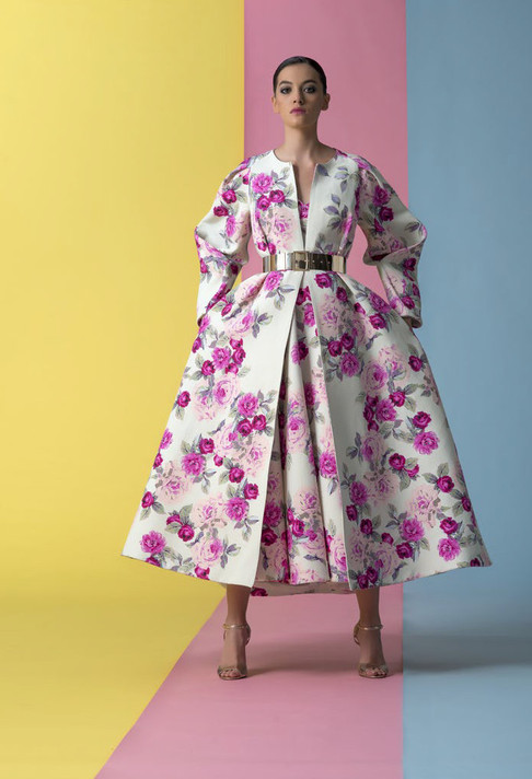 Isabel Sanchis A-Line Floral Kaden Midi-Tea Dress w/ Jacket 225