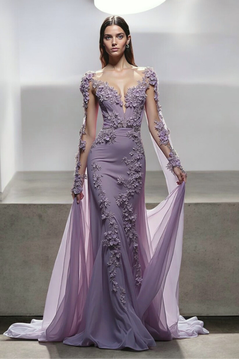 Khalida Cape Sleeve gown