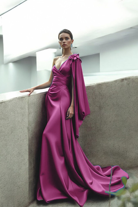 Shoulder Detail Draped Gown