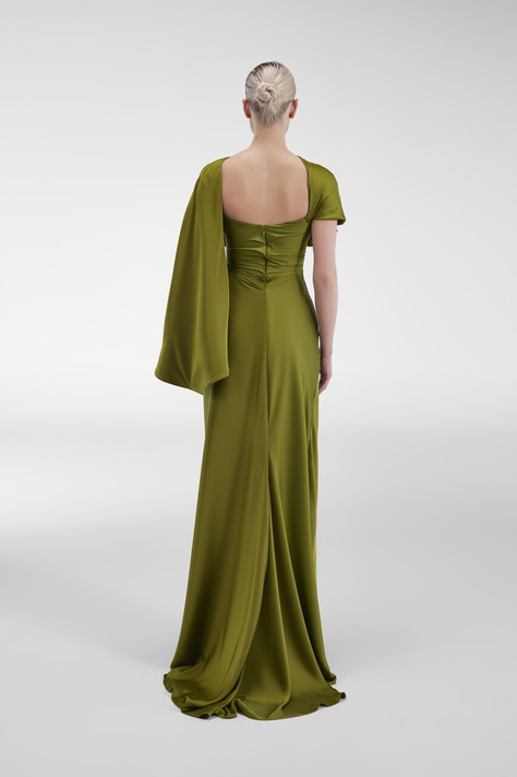 Satin Gown with Drapery