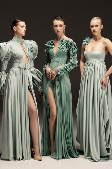 Satin Long Sleeve Gown