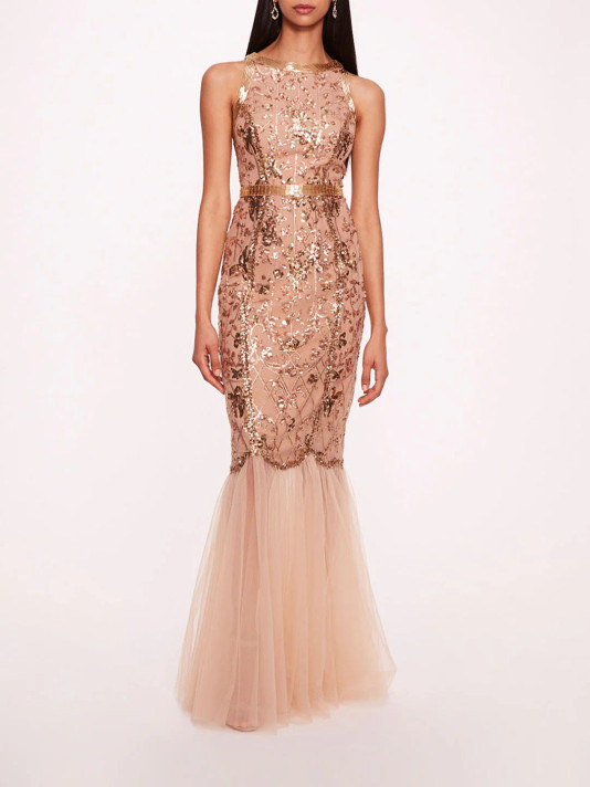 Sequin Lattice Gown