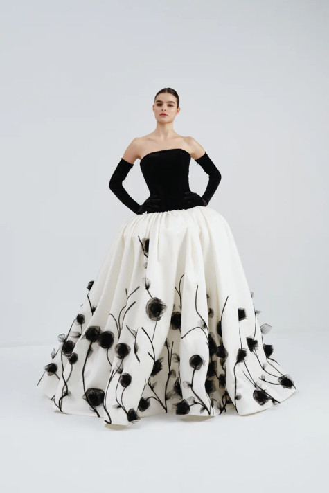 Velvet Bodice Mikado Gown