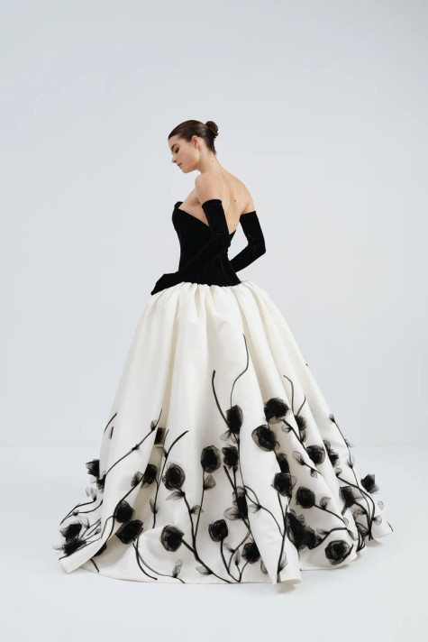 Velvet Bodice Mikado Gown