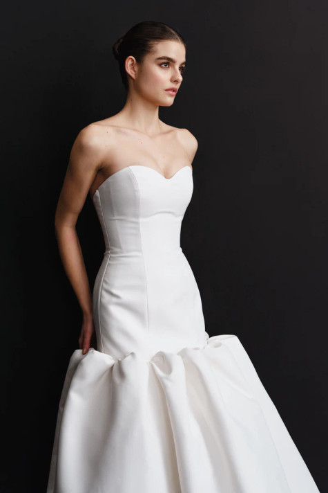 Strapless Midi Dress with Pleat Detail