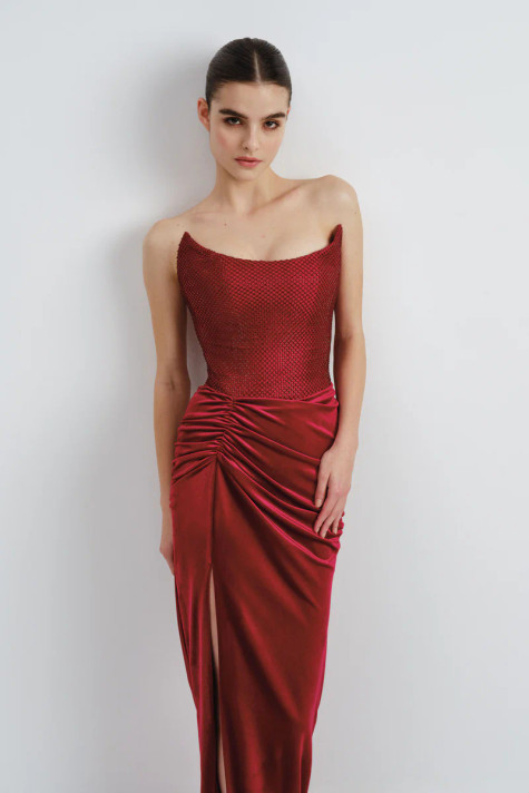 Strapless Velvet Dress