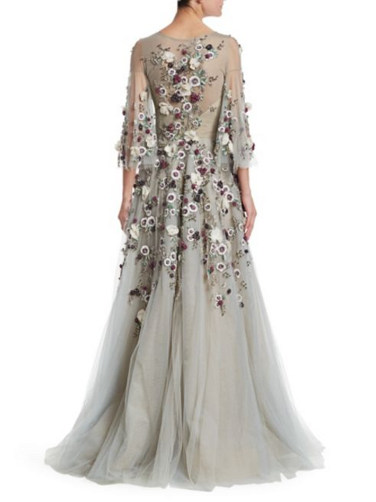 Sheer Sleeve Evening Gown