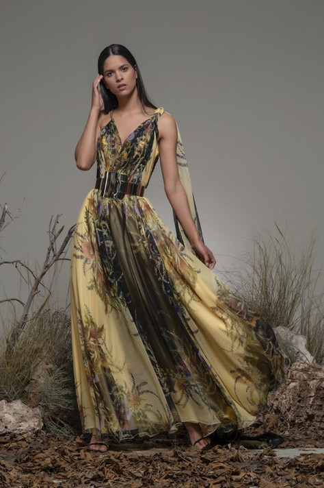 Boltiere Sleeveless Floral Gown
