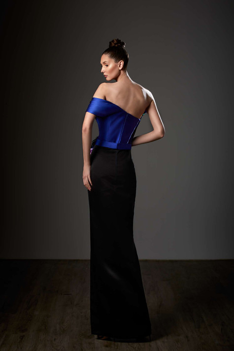 Satin Multicolored Slim Slit Gown