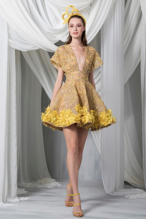 Short Sleeve Sequined Panicles Mini Dress