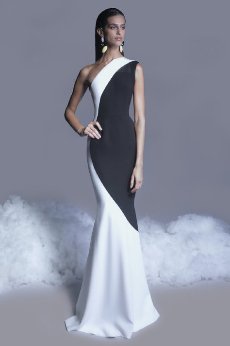 One Shoulder Crepe  Gown