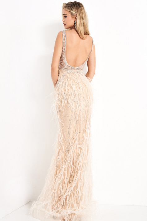 Embellished Feather Skirt  Gown