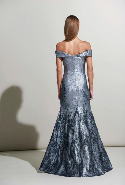 slate blue formal gown