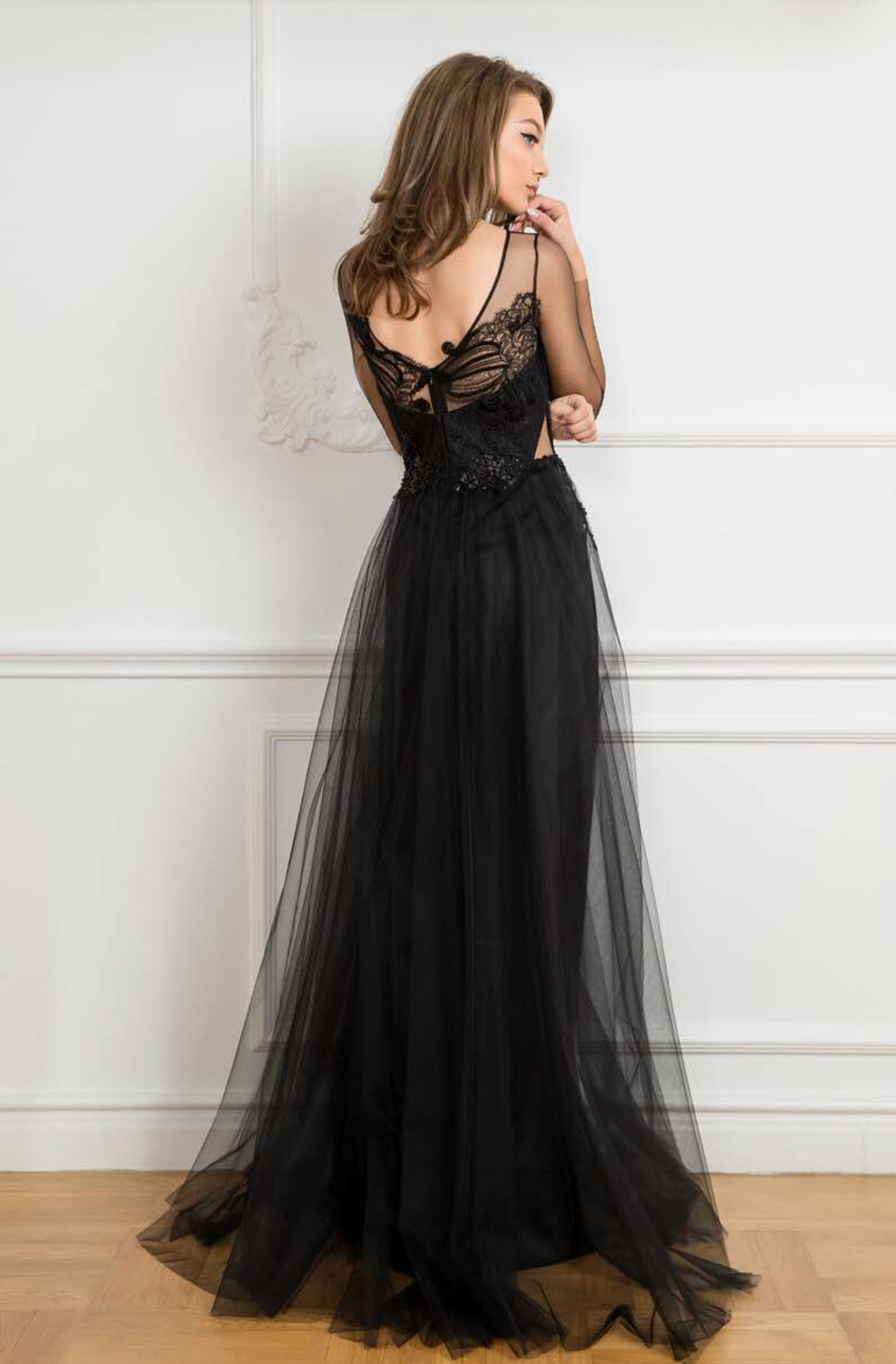 Isabel Sanchis Long Sheer Sleeve Multi Evening Gown - District 5 Boutique