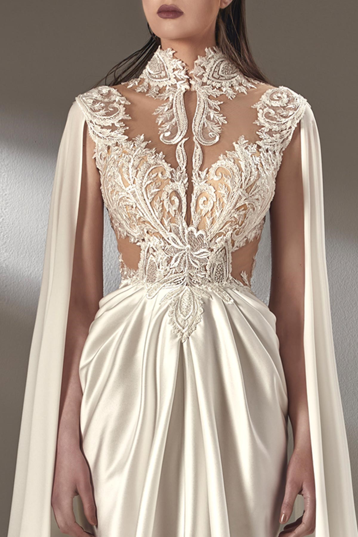 high neck cape dress