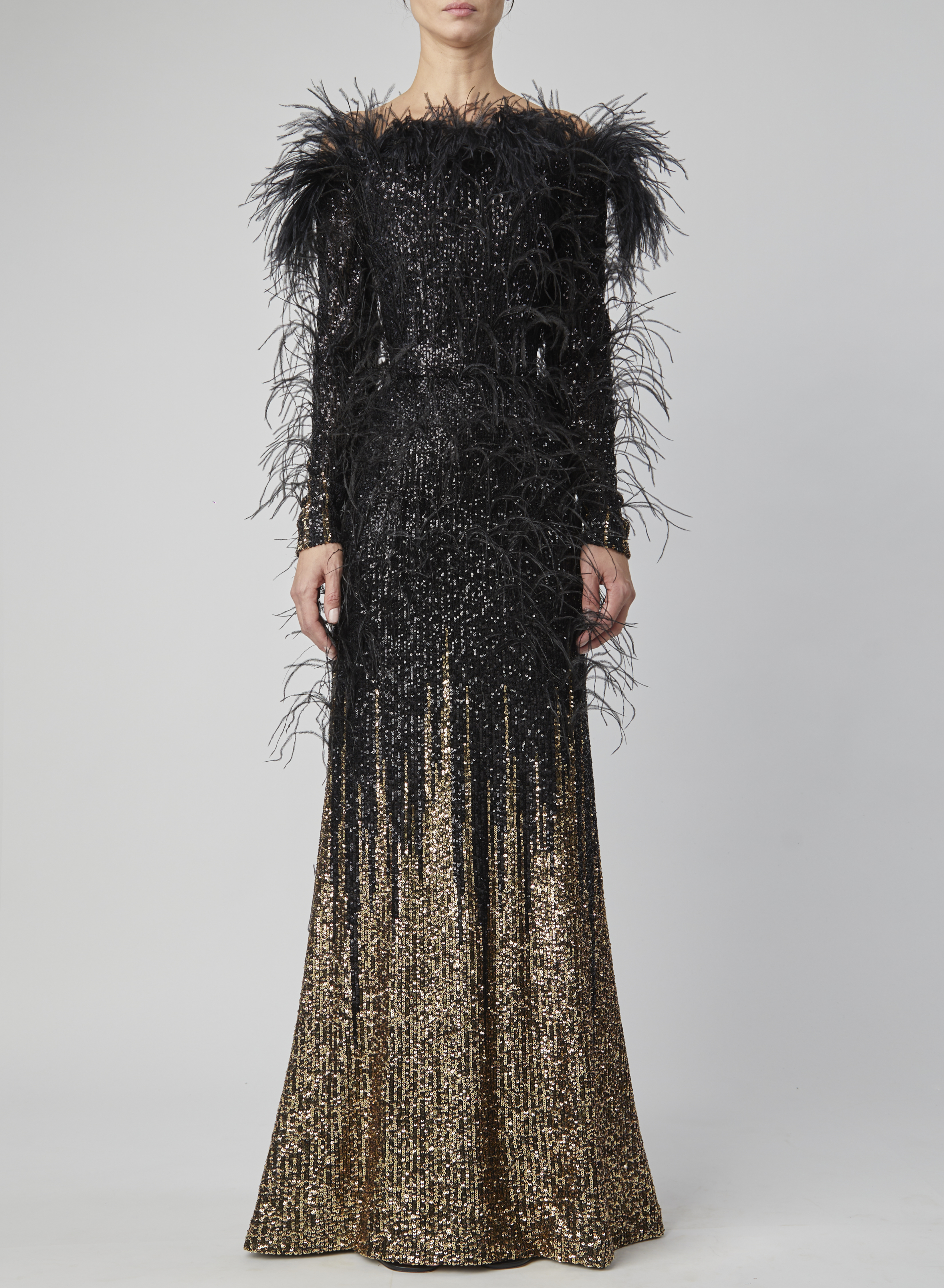 Sequin and Feather Gown