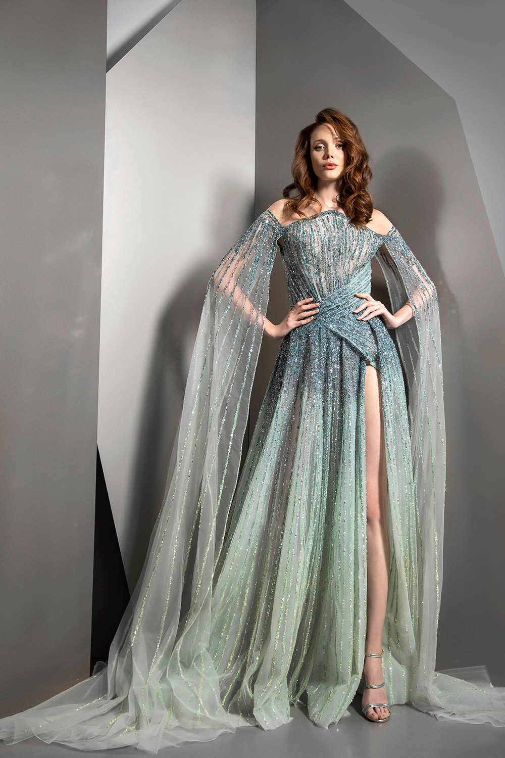 Ziad Nakad Full-length Embellished Cape Gown | ModeSens