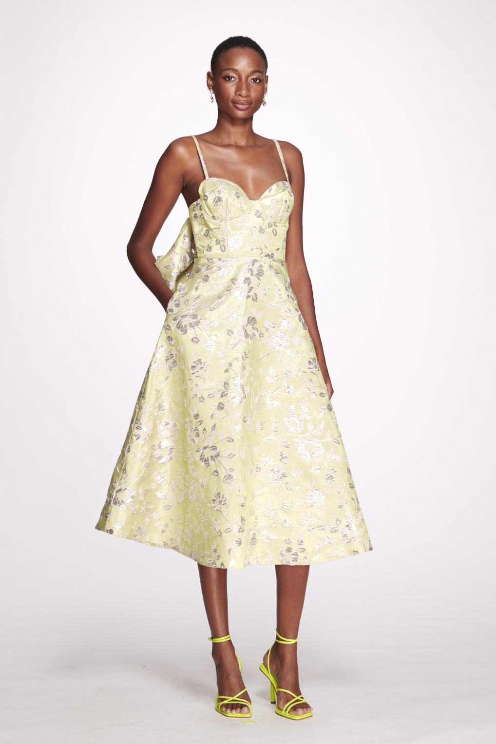 Marchesa Notte Briar Rose Jacquard Midi Dress - District 5 Boutique