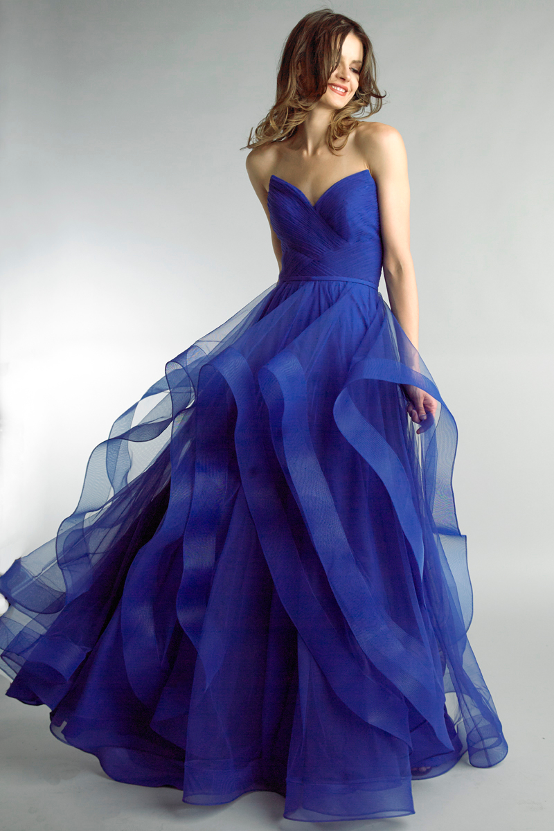 strapless royal blue gown