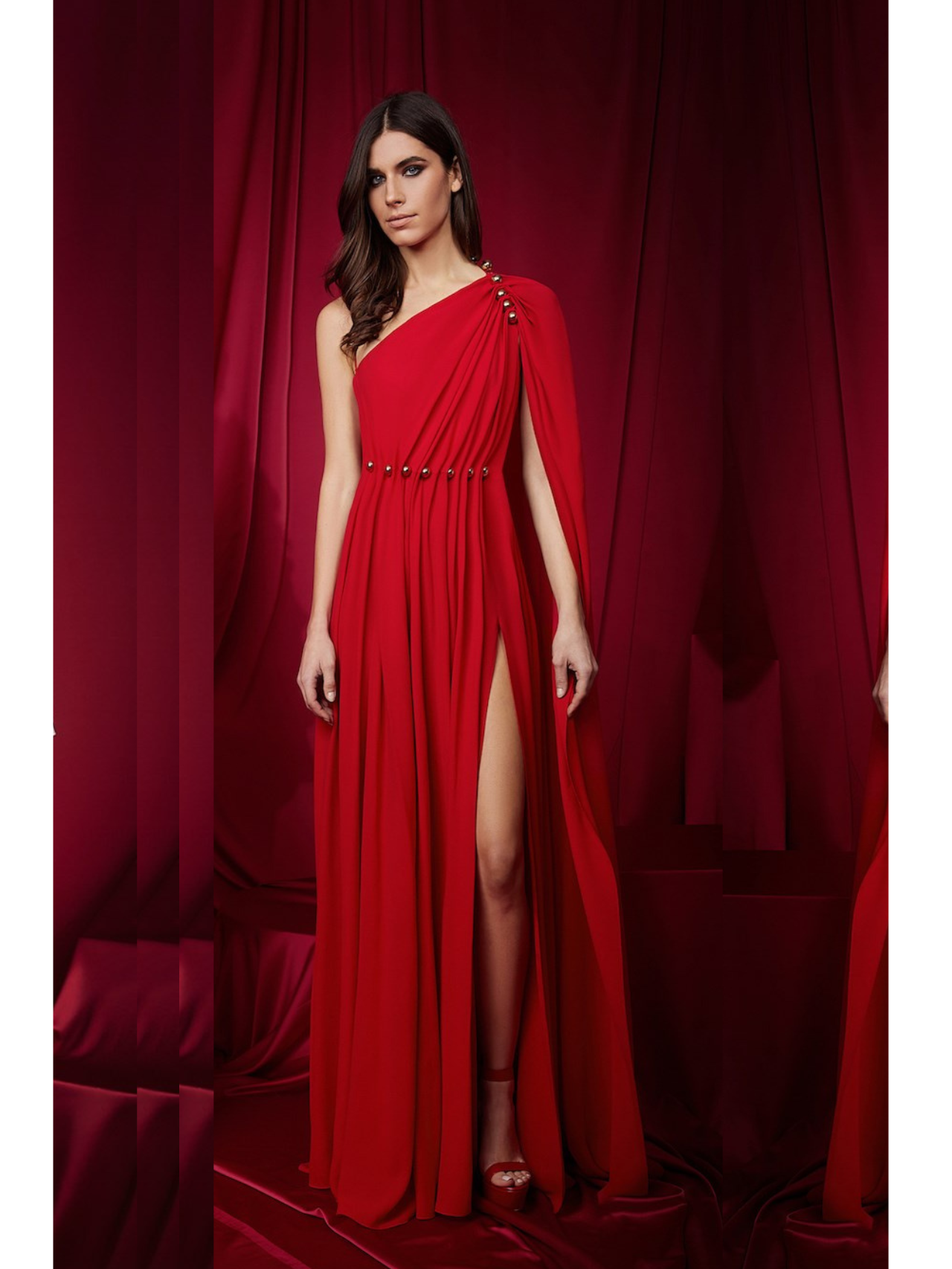 One Shoulder Cape Sleeve Gown in Viscose Jersey – Alex Perry