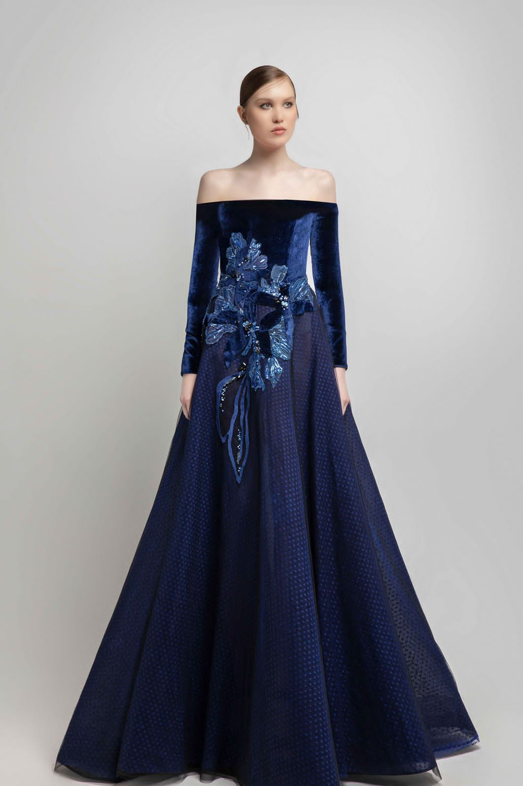 Crepe Strapless Deep-V Crystal Embellished Gown | Christian Siriano