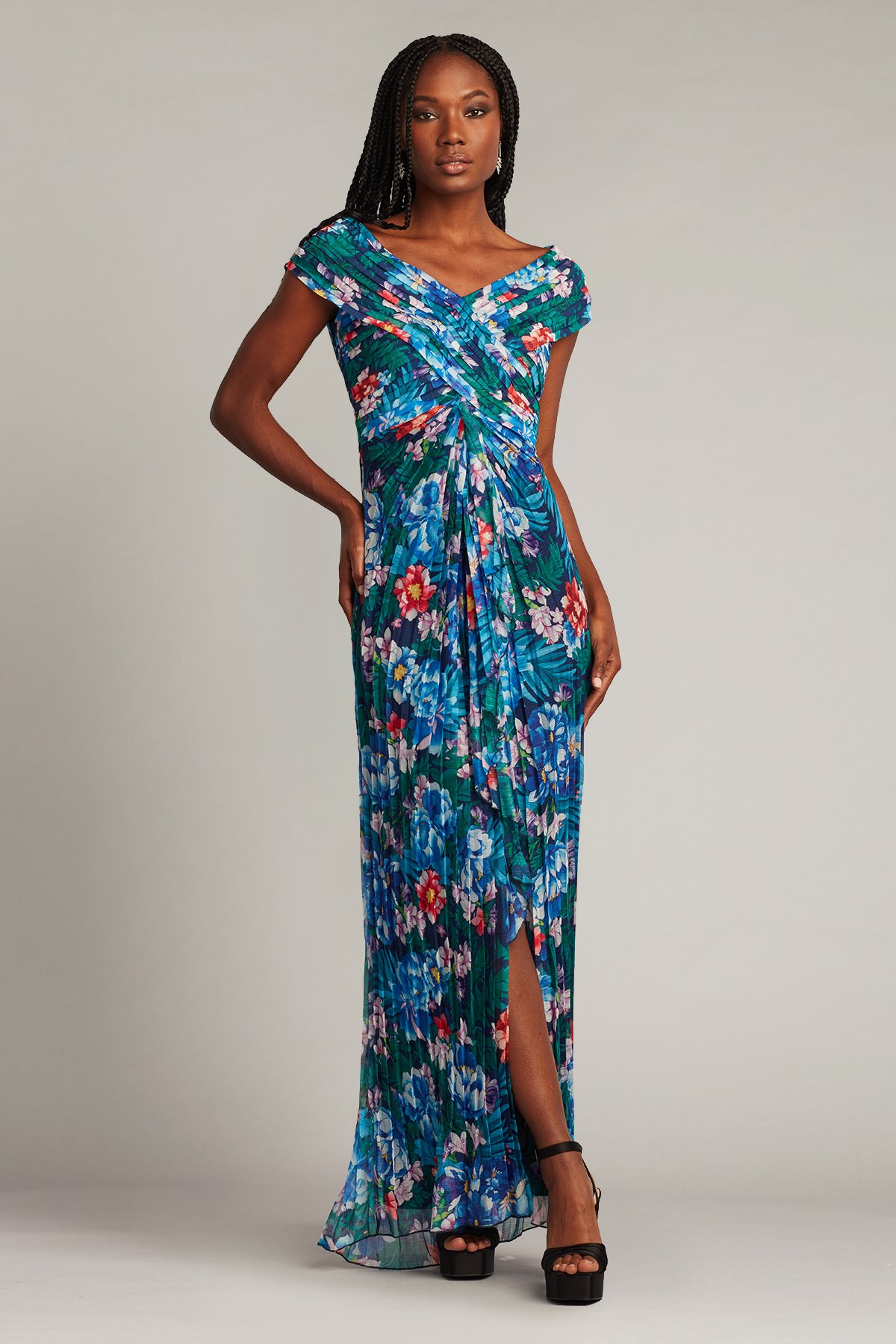 Floral Midi Dress In Georgette Material gown