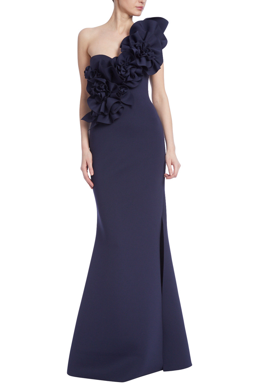 Jovani Off Shoulder Scuba Evening Gown - District 5 Boutique