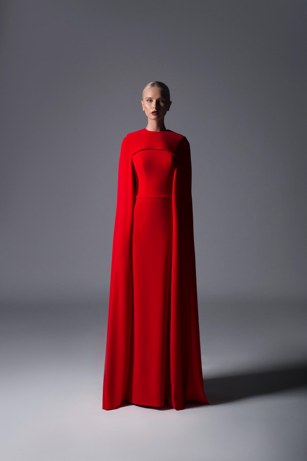Lara 29093 - Elegant Beaded Dress with Long Cape – Lara New York