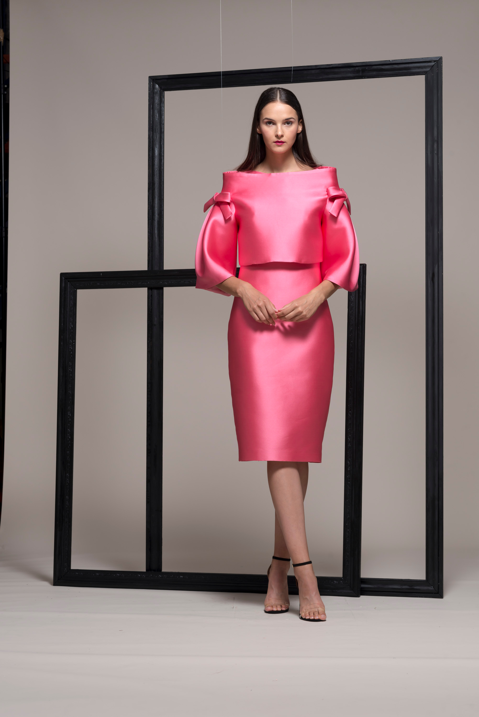 3/4 Sleeve Pink Cocktail Dress - District 5 Boutique