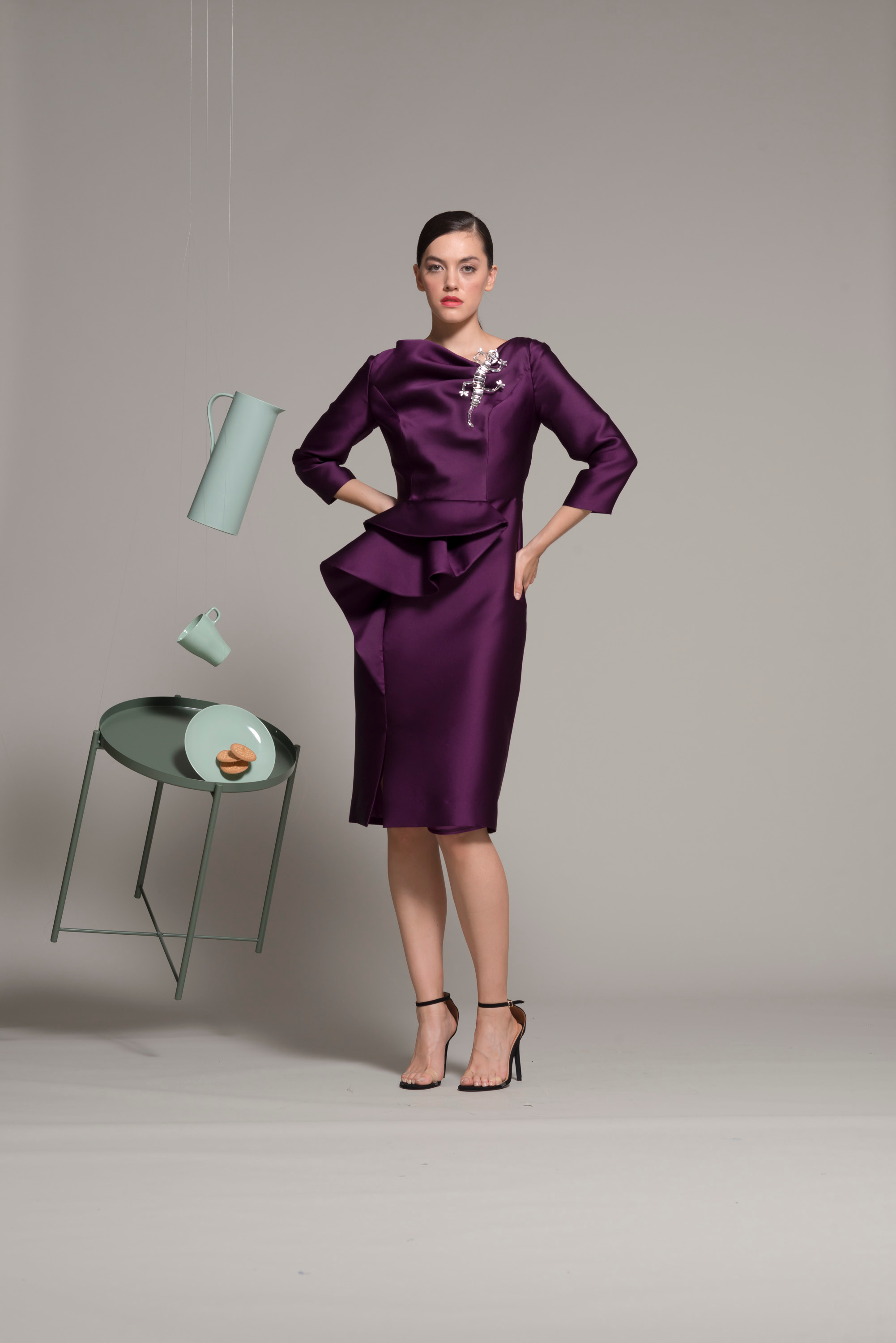 Elie Saab draped silk peplum top - Purple