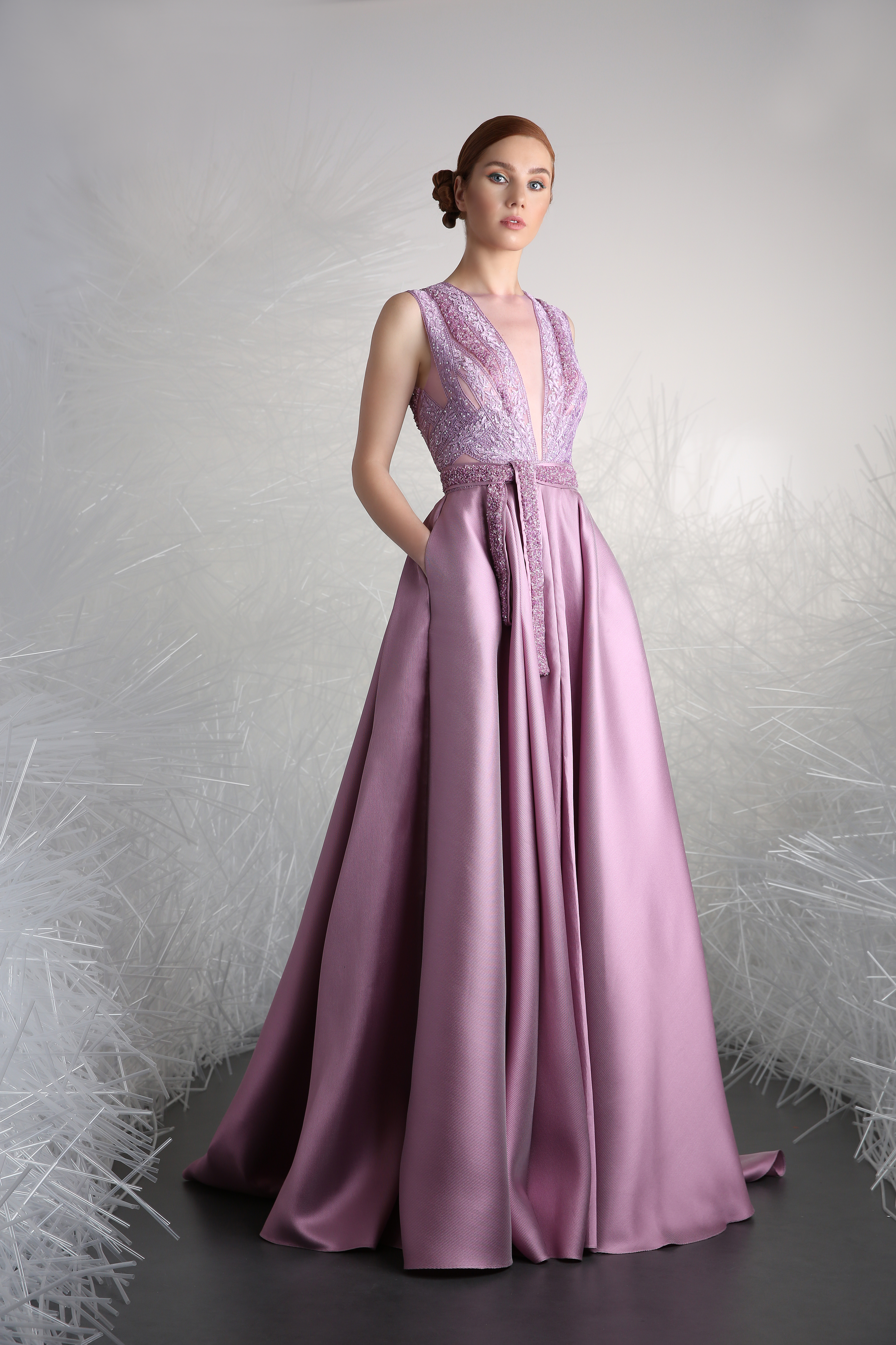 sleeveless evening gown