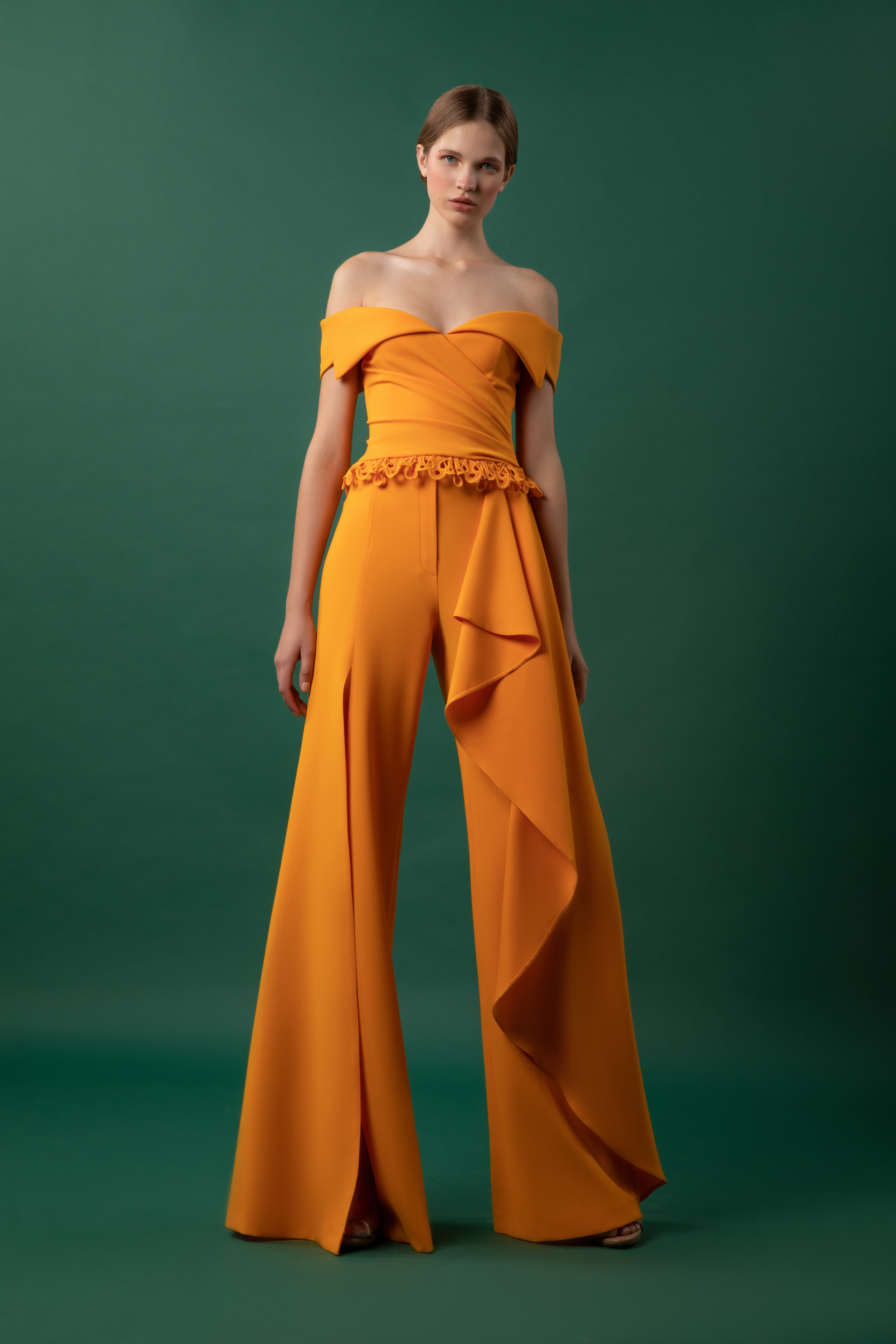 Crepe Couture Trousers for Woman in Orange