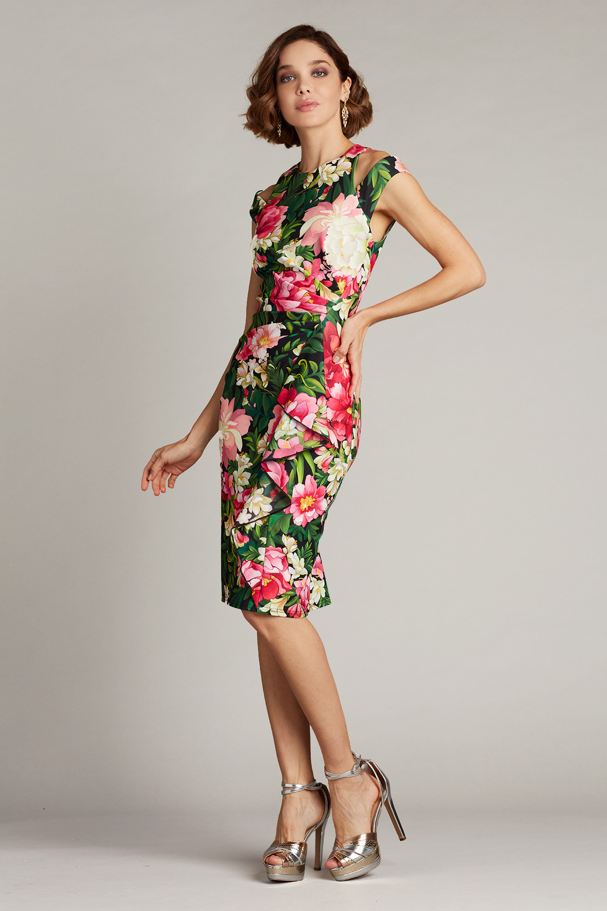 Tadashi Shoji Cold Shoulder Floral Print Dress - District 5 Boutique