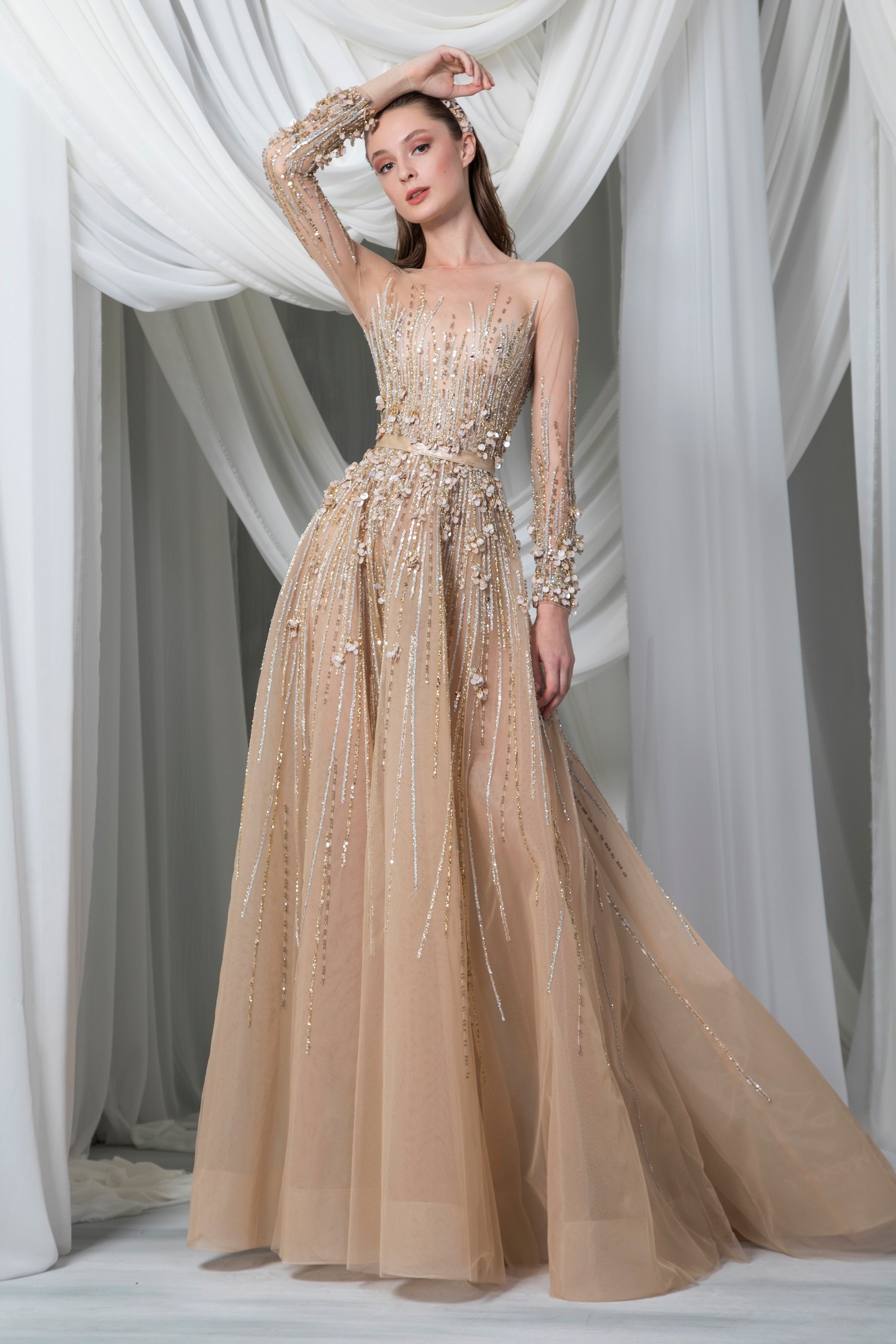 Tulle gown shop with sleeves