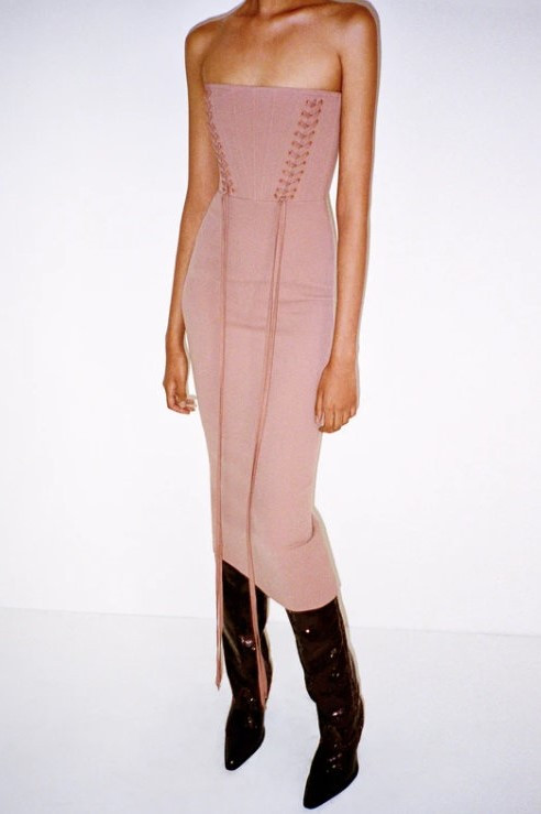Click to view more detailed imagery on our partner's website Alex Perry Miran Eyelet Strapless Corset Dress