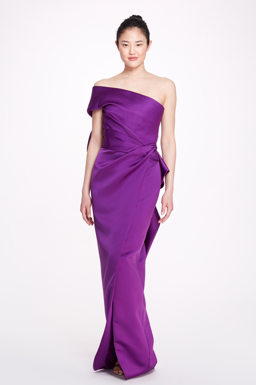 Marchesa Back Bow Column Gown