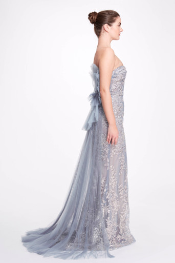 Embellished Sheer Illusion Neck Gown