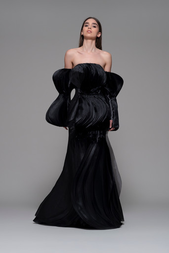 Isabel Sanchis Faggeto Off Shoulder Pleated Gown - District 5 Boutique
