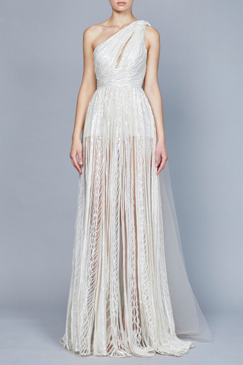 Elie Saab Yarn Embroidered Long Gown - District 5 Boutique