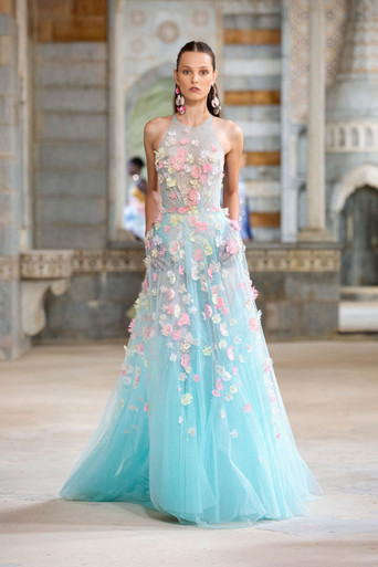 Georges Hobeika High Neck Beaded Tulle Gown- District 5 Boutique