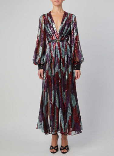 Elie Saab Belted Sequin Midi Dress- District 5 Boutique