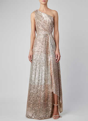 Elie Saab Sequin One Shoulder Gown with Slit- District 5 Boutique