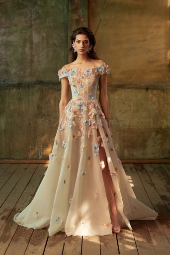 Luxury Designer V neck ball gown nude shiny BLack wedding dress – AiSO  BRiDAL